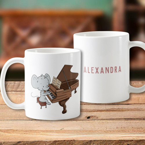 Cute Mouse Pianist Personalized Coffee Mug