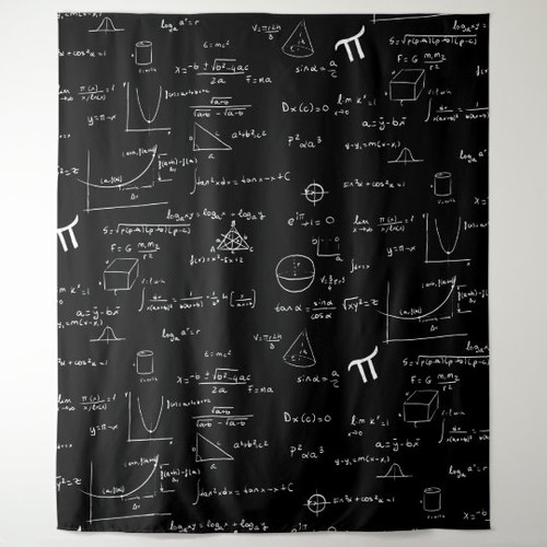 Black and White Mathematic Formulas Equations Tapestry
