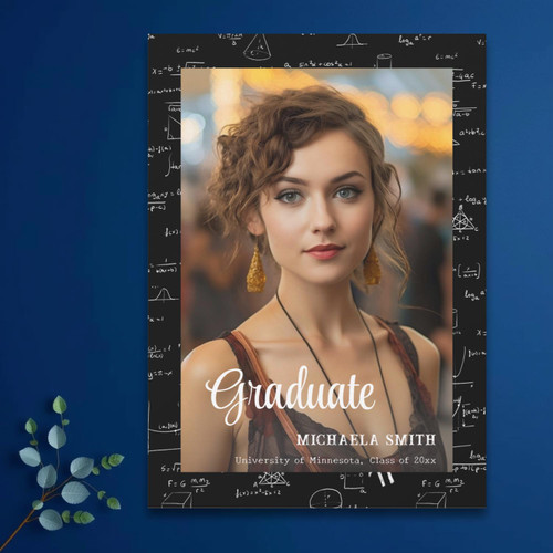 Elegant Math College Script Photo Graduation Announcement