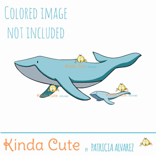 Mother's day digital stamp with whales