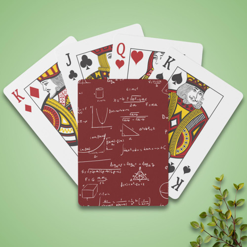 Simple Maroon Math Equations Formulas Poker Cards