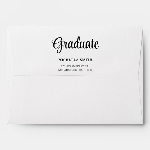 Black White Pattern Math Return Address Graduation envelope