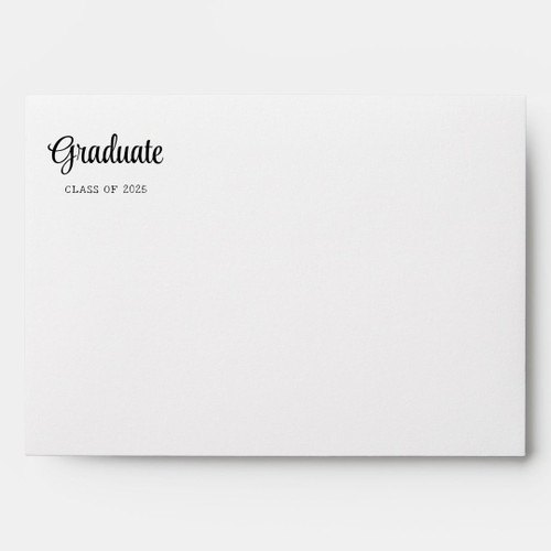Elegant White Script Return Address Math Graduate envelope