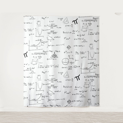 Simple Black White Mathematic Formulas Equations Tapestry