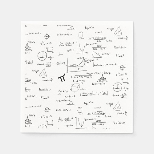 White Math Equations Graphics Formulas Pattern Napkins