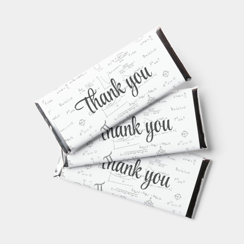 Elegant White Math Formulas Pattern Thank You Hershey Bar Favors