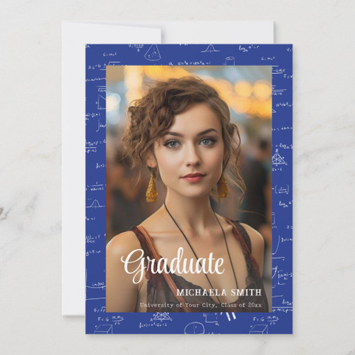 Modern Blue Math Photo College Graduation Message Announcement