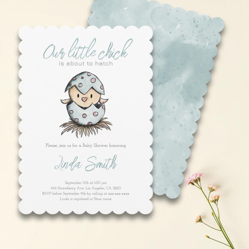 Elegant Watercolor Bird Baby Shower Invitation