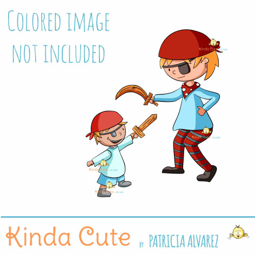 Mom playing pirates digital stamp