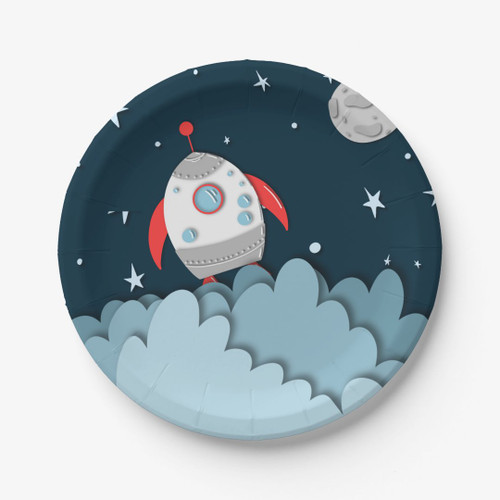 Rocket Outer Space Birthday Party Paper Plates