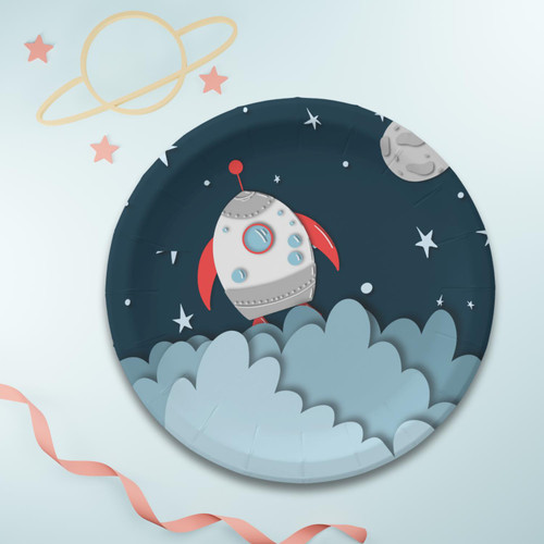 Rocket Outer Space Birthday Party Paper Plates