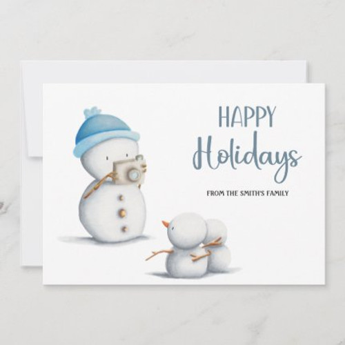 Snowman Photographer Christmas Holiday Card