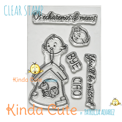 Set of bird clear stamps. Farewell stamp set.