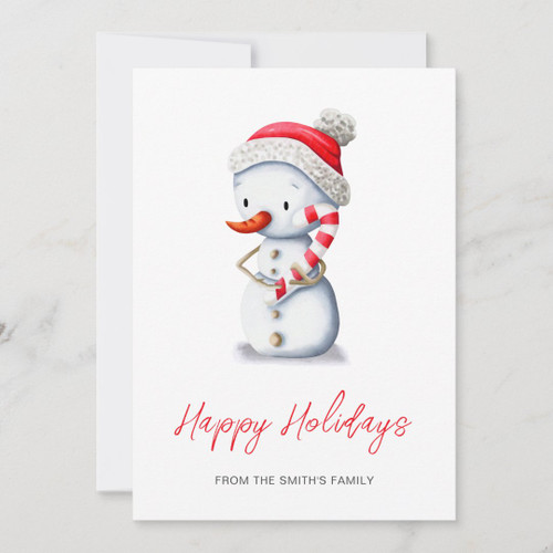 Cute Snowman Winter Happy Holidays Christmas Holiday Card