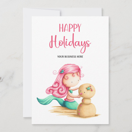 Cute Mermaid Vacation Business Happy Holidays Holiday Card