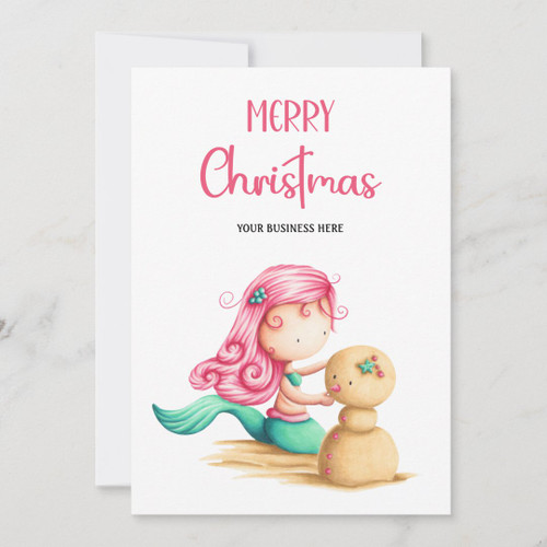 Cute Mermaid Vacation Business Christmas Holiday Card