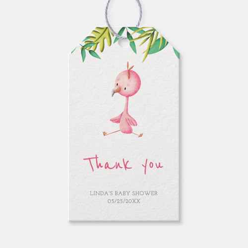 Tropical Summer Flamingo Baby Shower Thank You Gift Tags