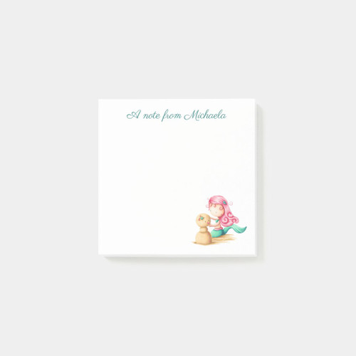 Cute Pink Turquoise Mermaid Kids Post-it Notes