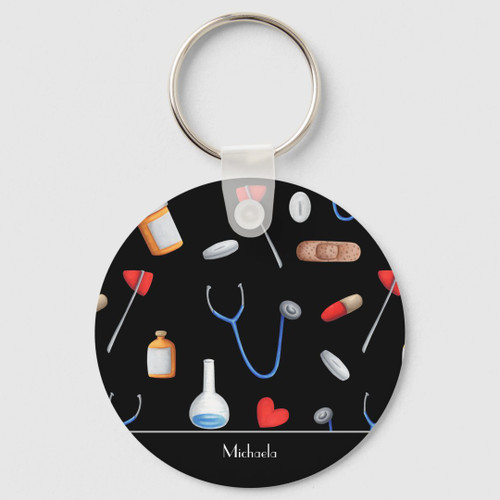 Black Nurse Medical Keychain