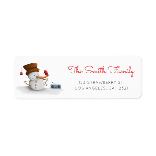 Cute Snowman Dance Return Address Label