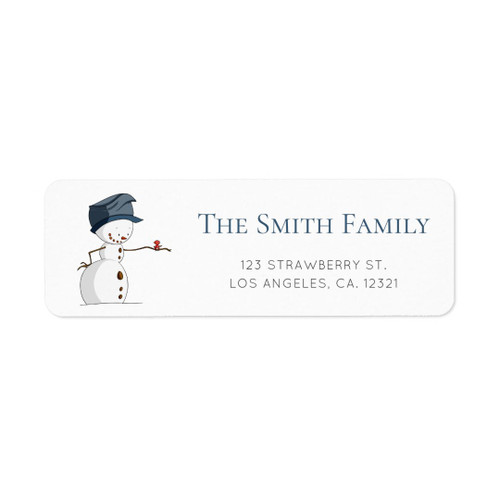 Cute Snowman Red Bird Winter Return Address Label