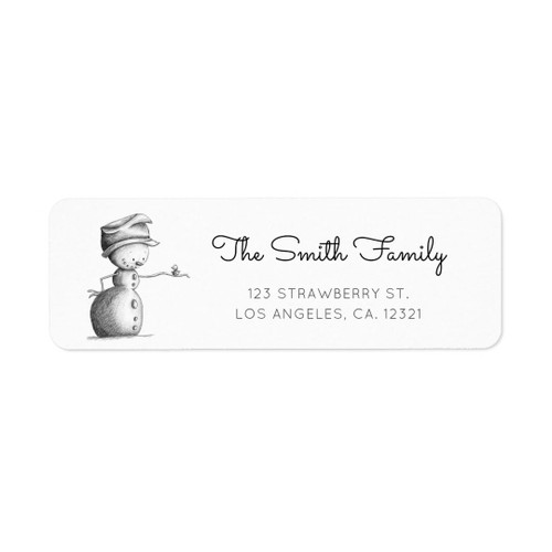 Black and White Snowman Christmas Return Address Label