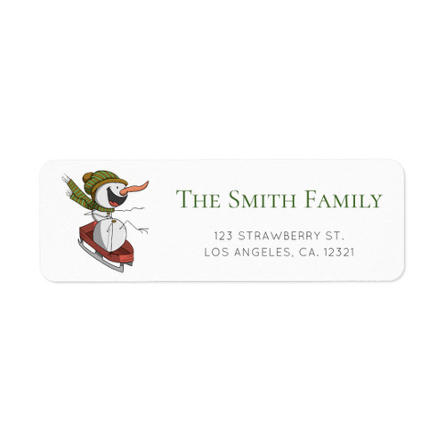 Fun Snowman Sled Christmas Return Address Label