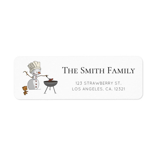 Cute Snowman Barbecue Winter Return Address Label