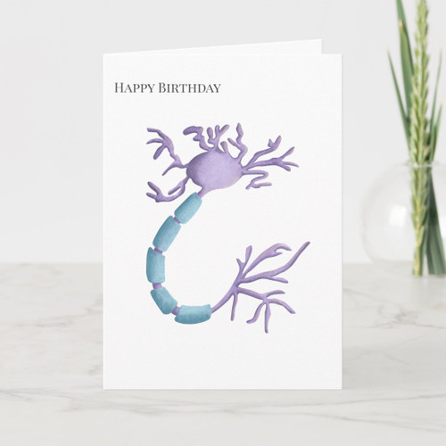 Simple Purple Neuron Myelin Happy Birthday Card