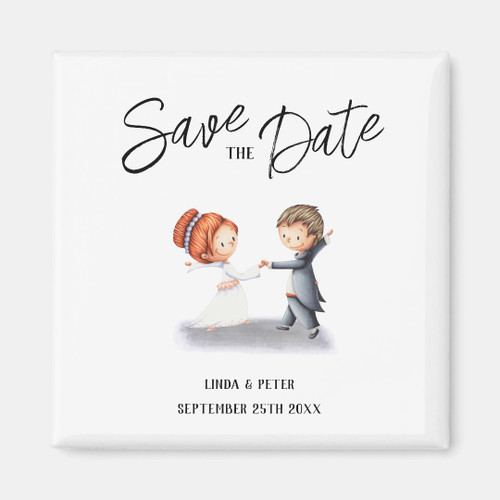 Cute Unique Couple Dancing Romantic Wedding Magnet