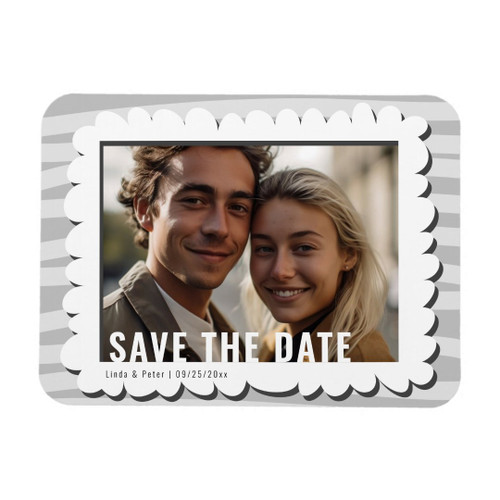 Modern Casual One Photo Wedding Save The Date Magnet
