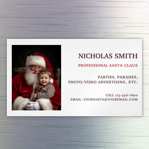 Professional Santa Claus Photo Business Card Magnet