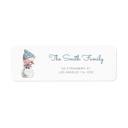 Cute Snowman Pig Return Family Address Label