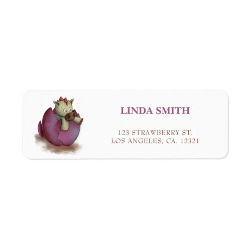Cute Purple Dinosaur Hatching Return Address Label