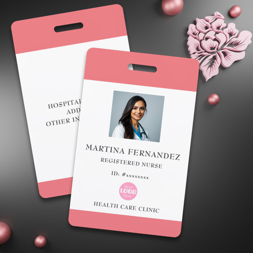 Simple Pink Registered Nurse Photo Id Badge