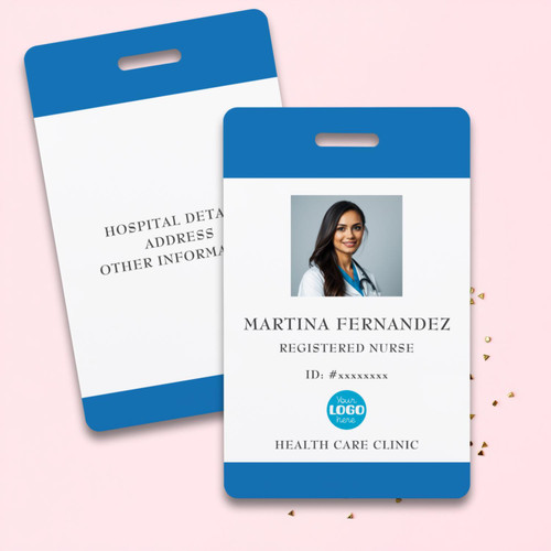Custom Blue Medical Hospital Employee Photo Badge
