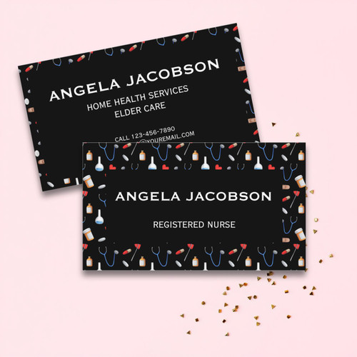 Black Professional Medical Registered Nurse Business Card