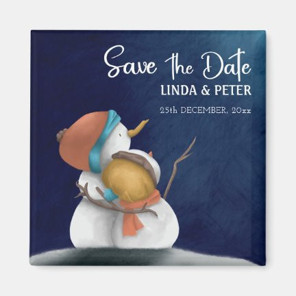 Snowman Couple Winter Wedding Save the Date magnet
