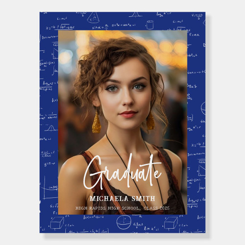 Elegant Blue Math High School Graduate Photo Foam Board