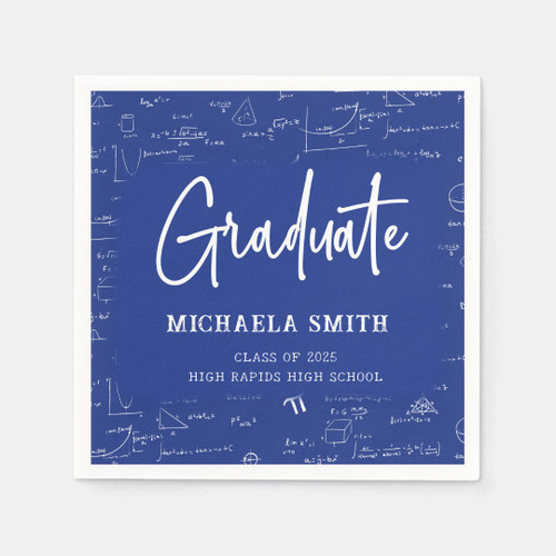 Royal Blue High School Math Graduate Party Napkins
