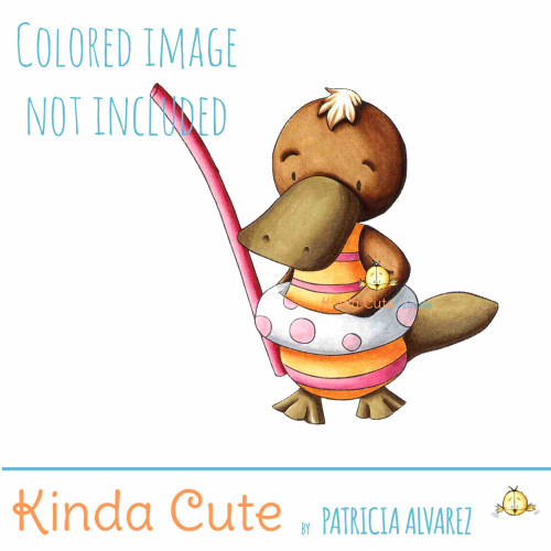 Platypus going to swim digital stamp