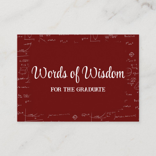 Elegant Maroon Graduate Words of Wisdom Advice Enclosure Card