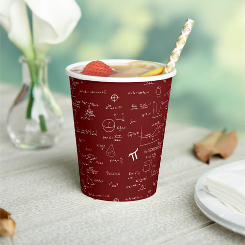 Elegant Maroon Math Party Paper Cups