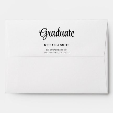 Maroon and White Math Return Address Graduation Envelope