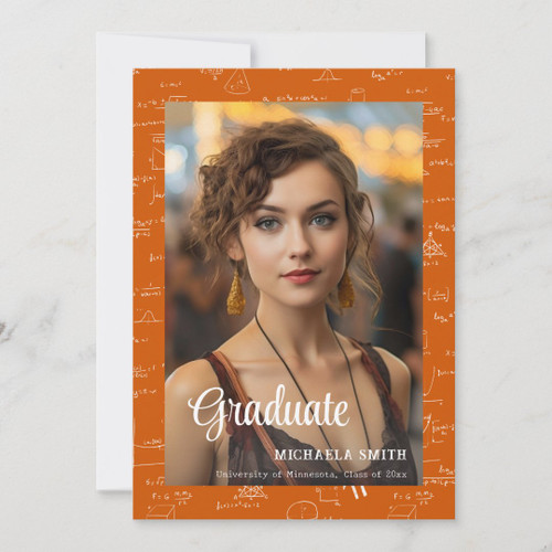 Orange Math College Script Photo Graduation Announcement