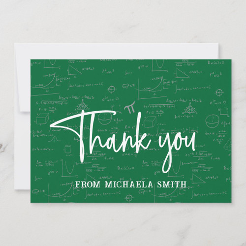 Elegant Green Mathematics Formulas Graduation Thank You Card