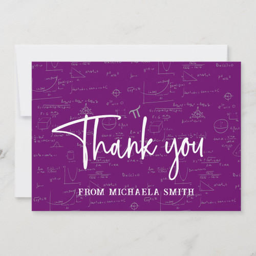 Elegant Purple Mathematics Formulas Graduation Thank You Card