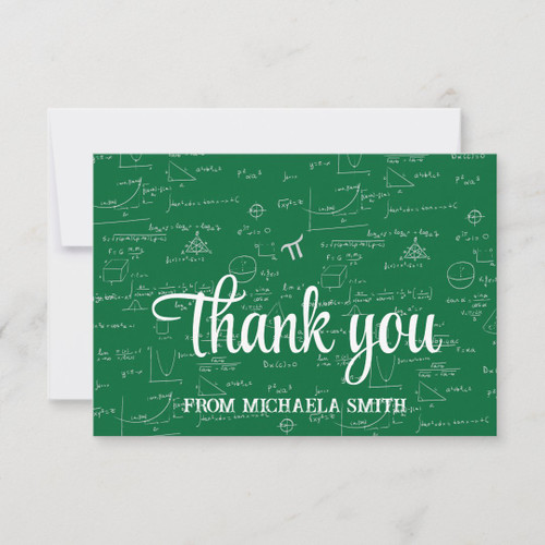 Elegant Green Script Mathematics Graduation Thank Thank You Card
