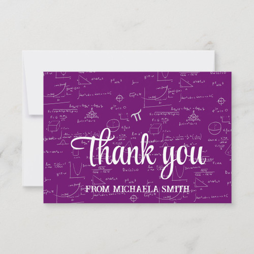 Elegant Purple Script Mathematics Graduation Thank Thank You Card