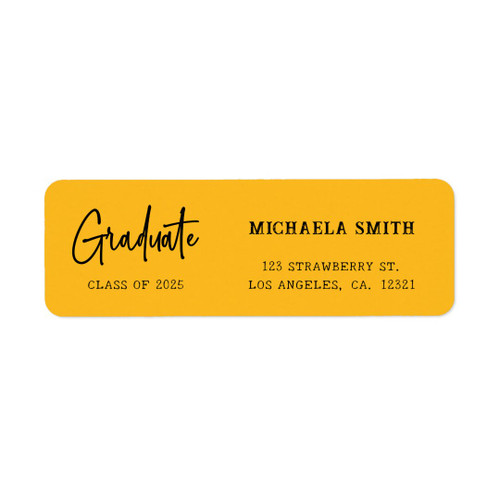 Elegant Yellow Script Graduation Return Address Label